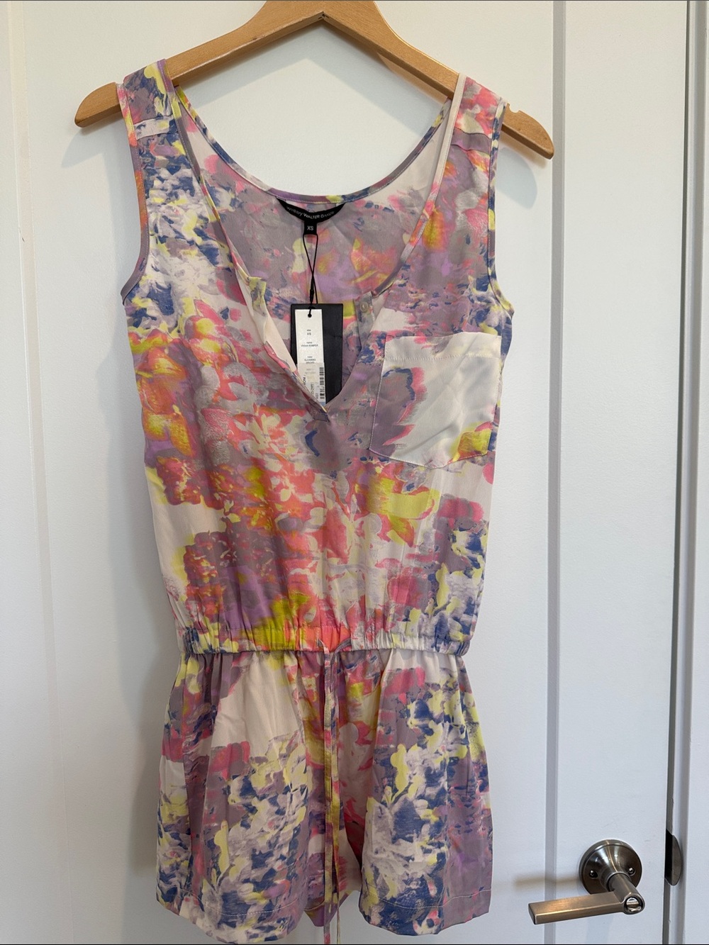 Walter Baker Sleeveless Floral Romper in Lavender, Pink & Yellow
